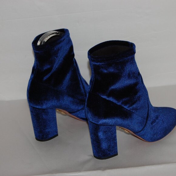 37/US7❤️Aquazzura Stretch Velvet Leather High Heels Ankle Boots Bootie ITALY - Picture 5 of 8